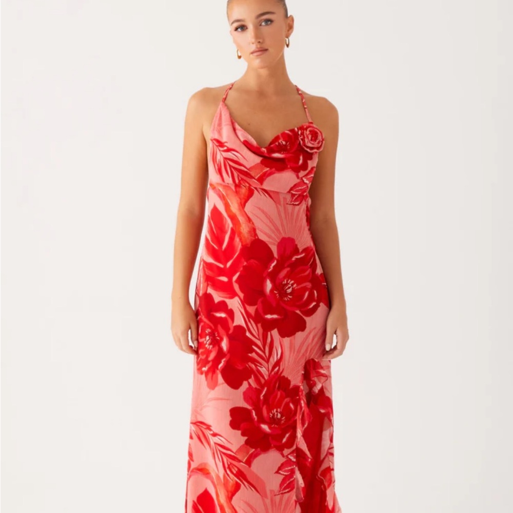 Peppermayo “first class” Vibrant Red Floral Dress